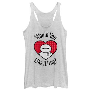 Women’s Big Hero 6 Valentine Baymax Likes Hug Racerback Tank Top