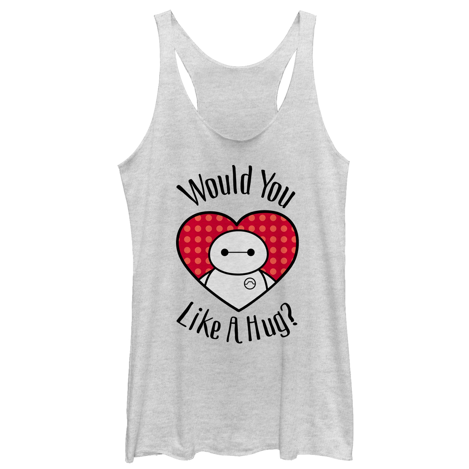 Women's Big Hero 6 Valentine Baymax Likes Hug Racerback Tank Top Women's Big Hero 6 Valentine Baymax Likes Hug Racerback Tank Top