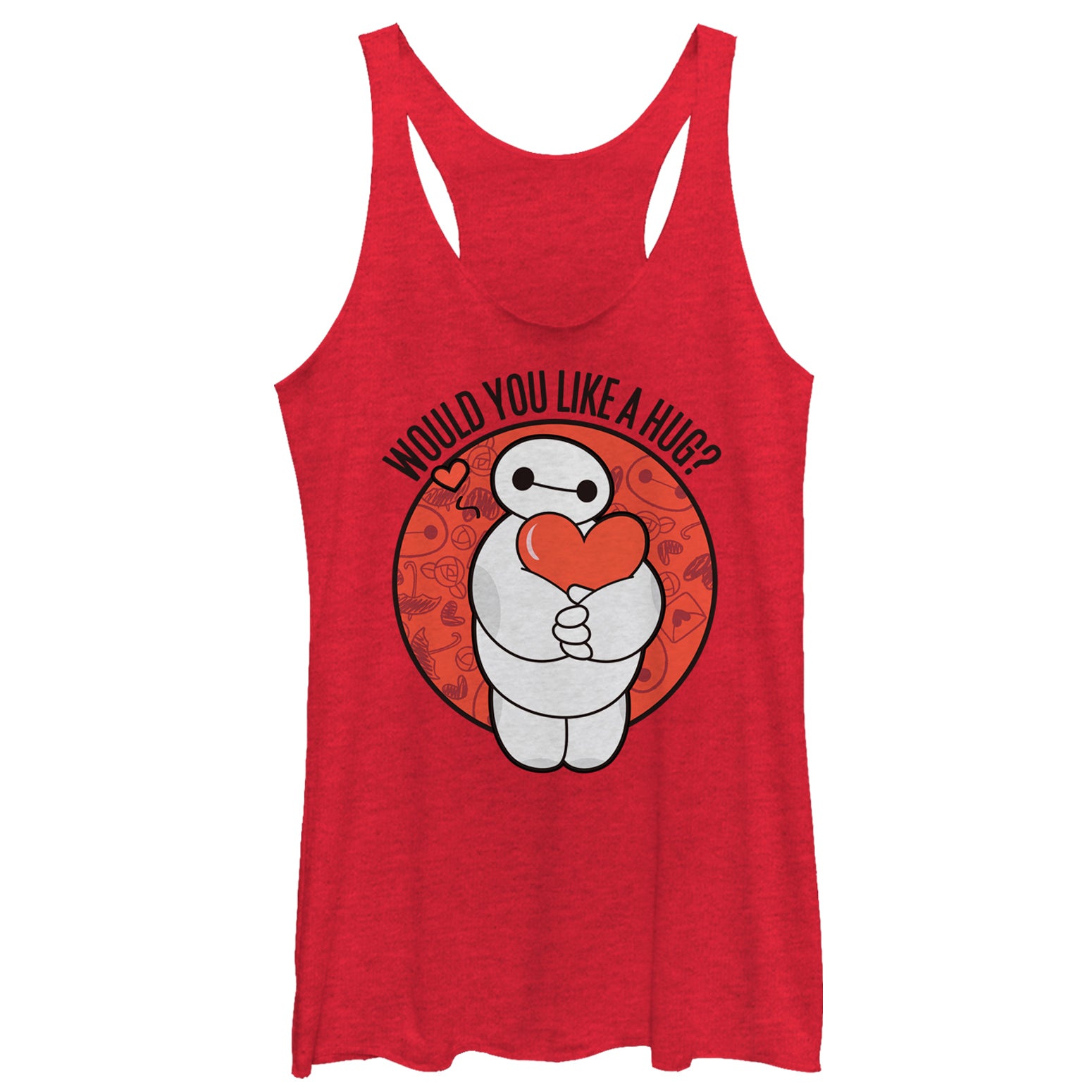 Women's Big Hero 6 Valentine's Baymax Likes Hugs Racerback Tank Top Women's Big Hero 6 Valentine's Baymax Likes Hugs Racerback Tank Top