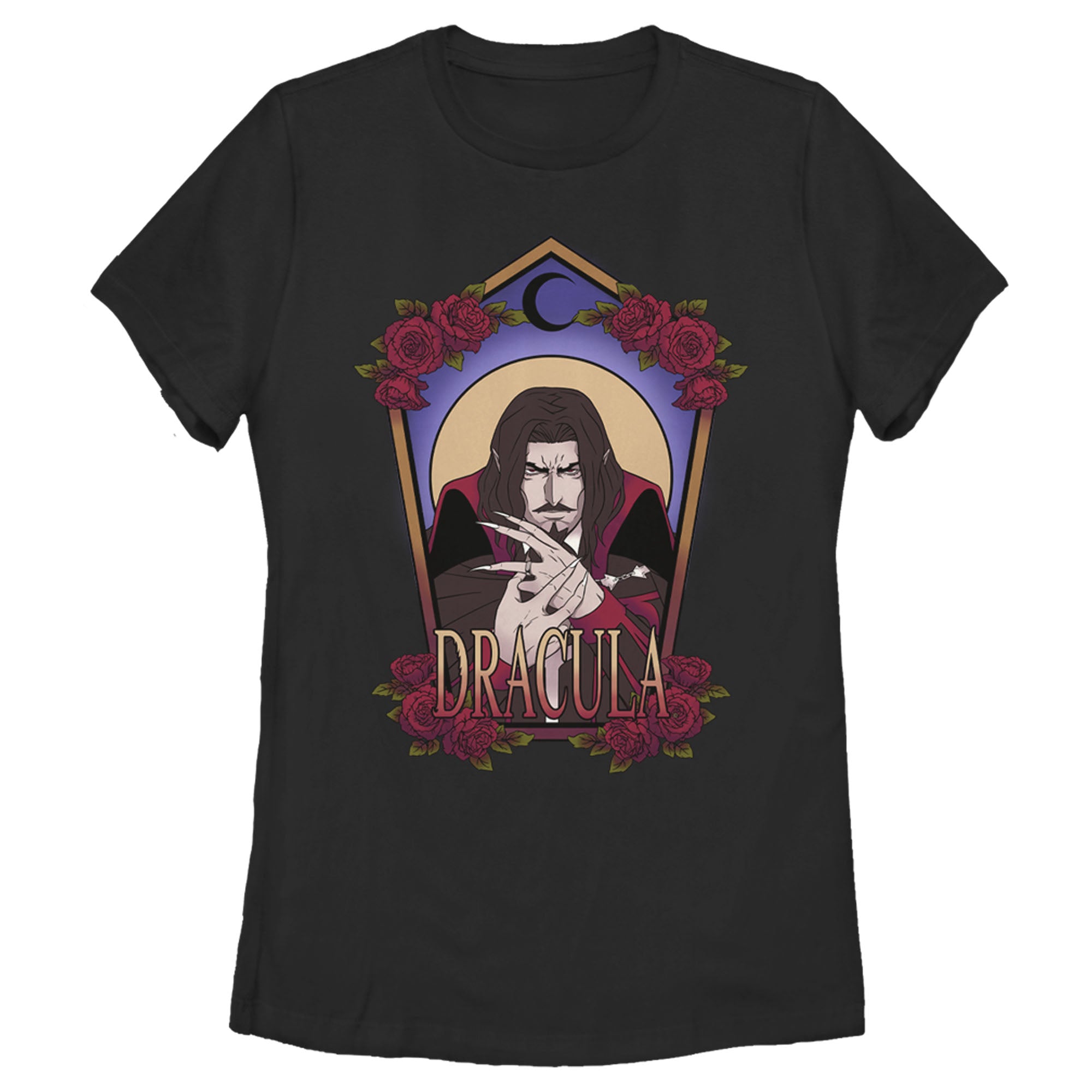 Women's Castlevania Dracula Rose Frame T-Shirt Women's Castlevania Dracula Rose Frame T-Shirt