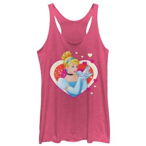 Women’s Cinderella Valentine Glass Slipper Racerback Tank Top