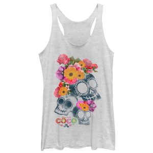 Women’s Coco Floral Skeletons Racerback Tank Top