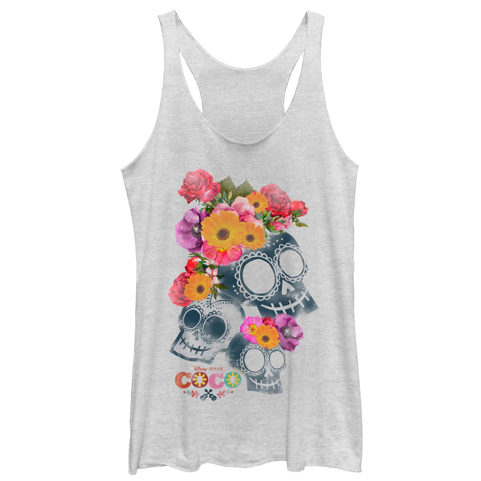 Women's Coco Floral Skeletons Racerback Tank Top Women's Coco Floral Skeletons Racerback Tank Top