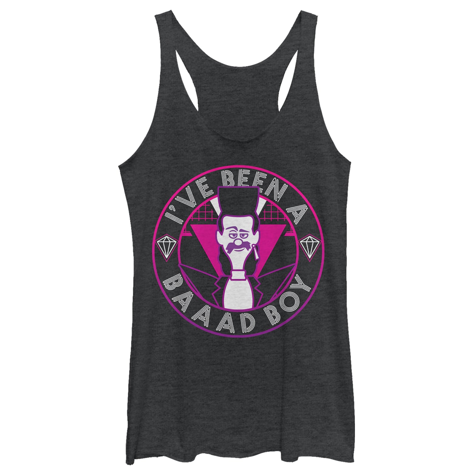 Women's Despicable Me 3 Balthazar Bad Boy Catchphrase Racerback Tank Top Women's Despicable Me 3 Balthazar Bad Boy Catchphrase Racerback Tank Top