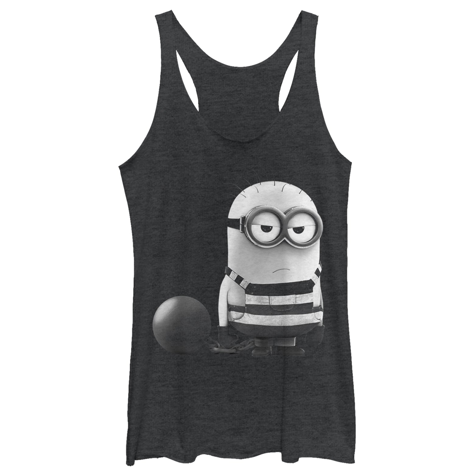 Women's Despicable Me 3 Minion Grumpy Prisoner Racerback Tank Top Women's Despicable Me 3 Minion Grumpy Prisoner Racerback Tank Top