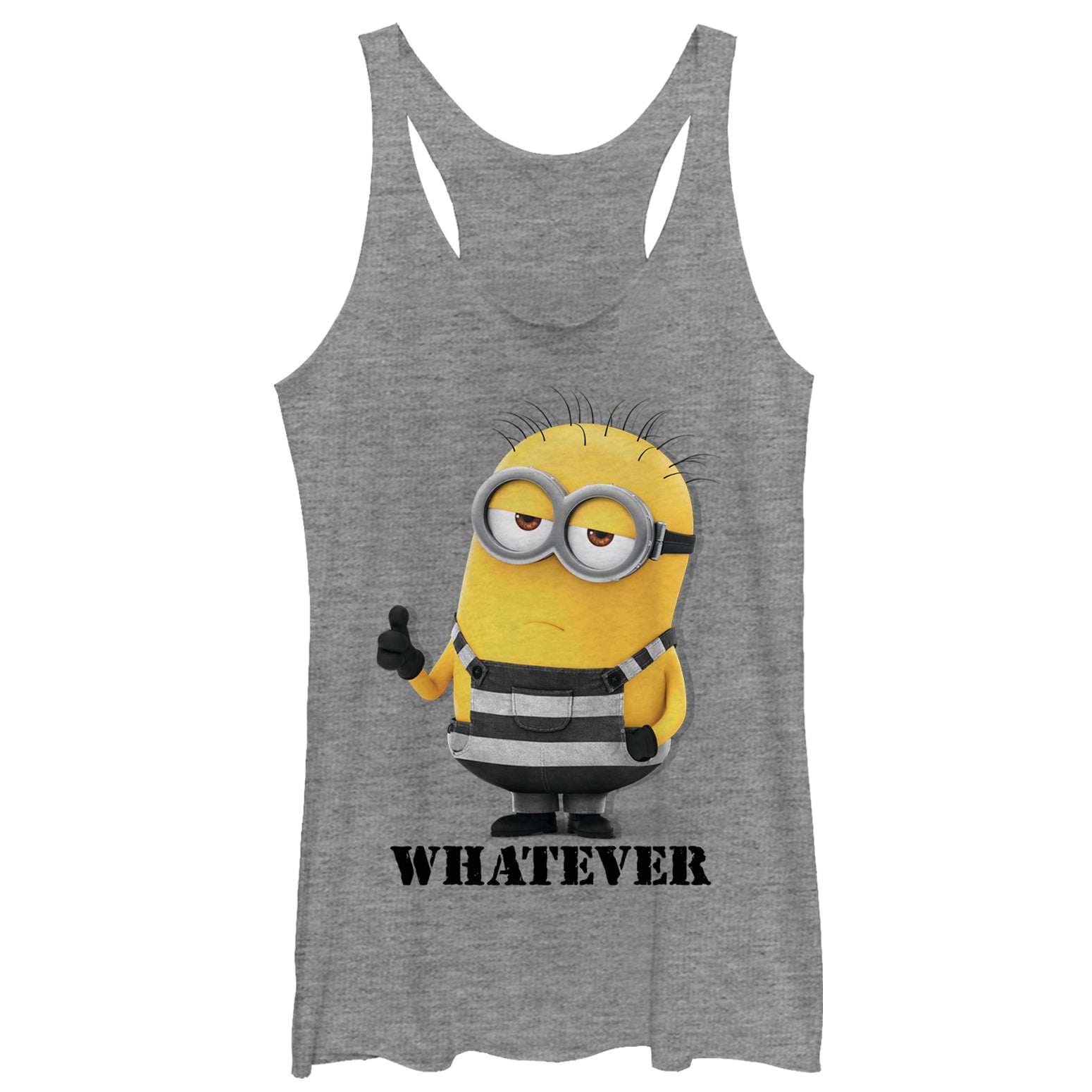 Women's Despicable Me 3 Minion Whatever Prisoner Racerback Tank Top Women's Despicable Me 3 Minion Whatever Prisoner Racerback Tank Top