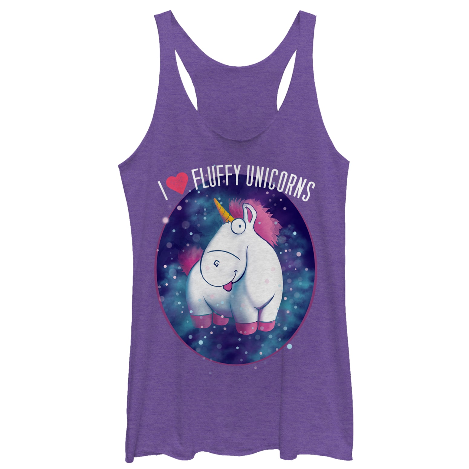 Women's Despicable Me Love Fluffy Unicorns Racerback Tank Top Women's Despicable Me Love Fluffy Unicorns Racerback Tank Top