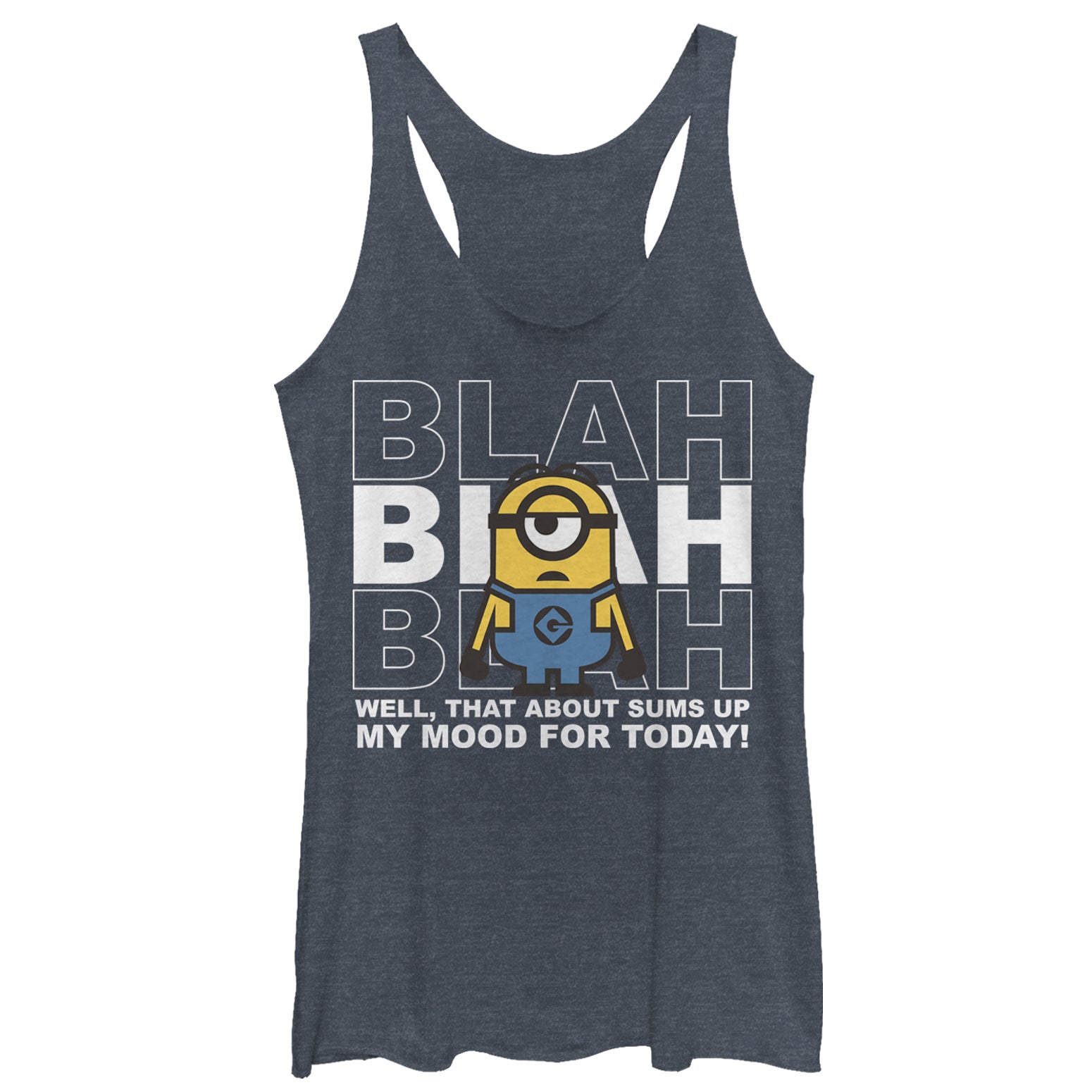 Women's Despicable Me Minion Blah Mood Today Racerback Tank Top Women's Despicable Me Minion Blah Mood Today Racerback Tank Top