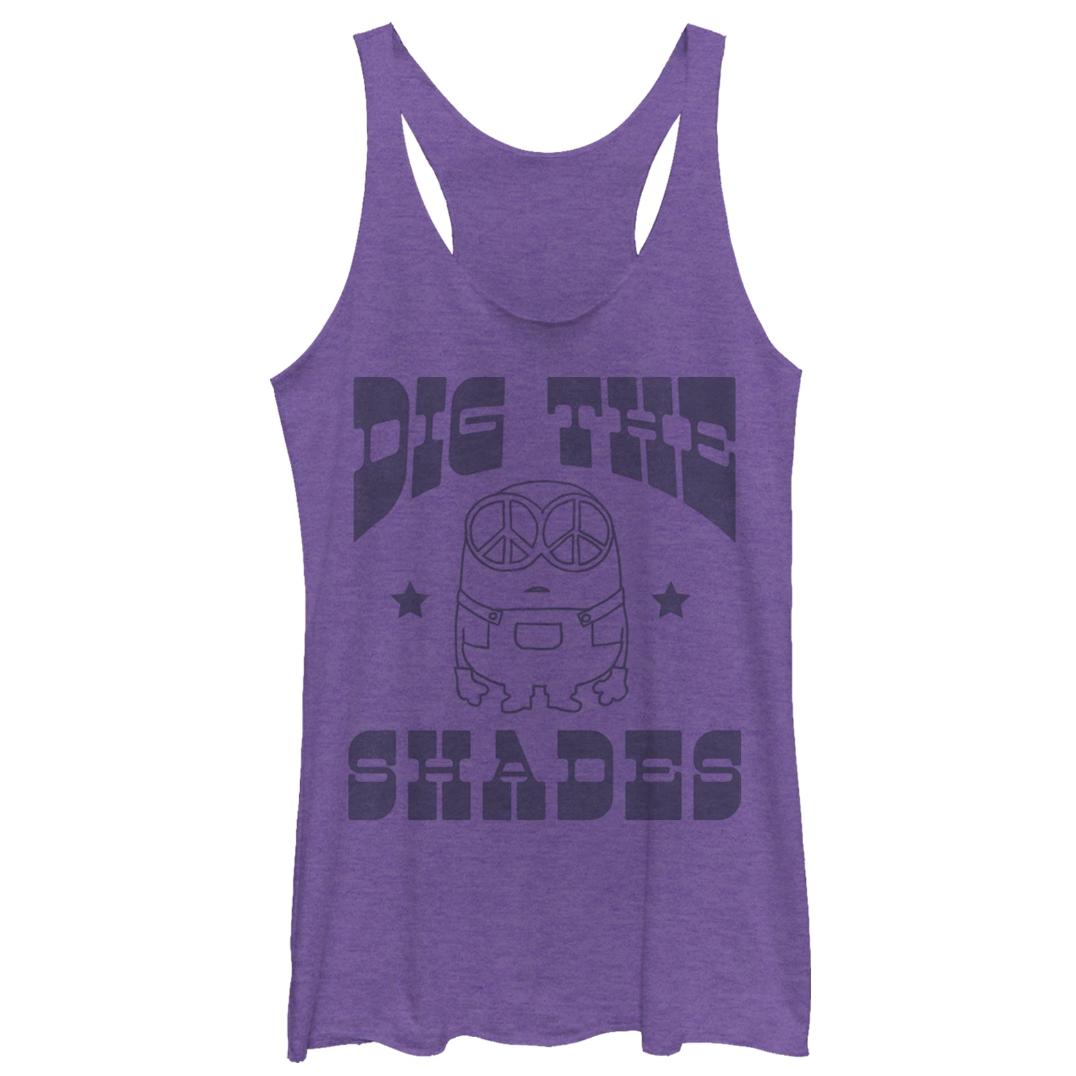 Women's Despicable Me Minion Groovy Peace Shades Racerback Tank Top Women's Despicable Me Minion Groovy Peace Shades Racerback Tank Top