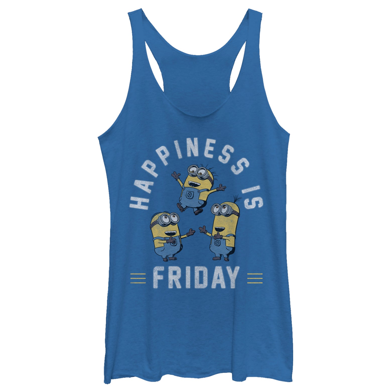 Women's Despicable Me Minion Happiness is Friday Racerback Tank Top Women's Despicable Me Minion Happiness is Friday Racerback Tank Top
