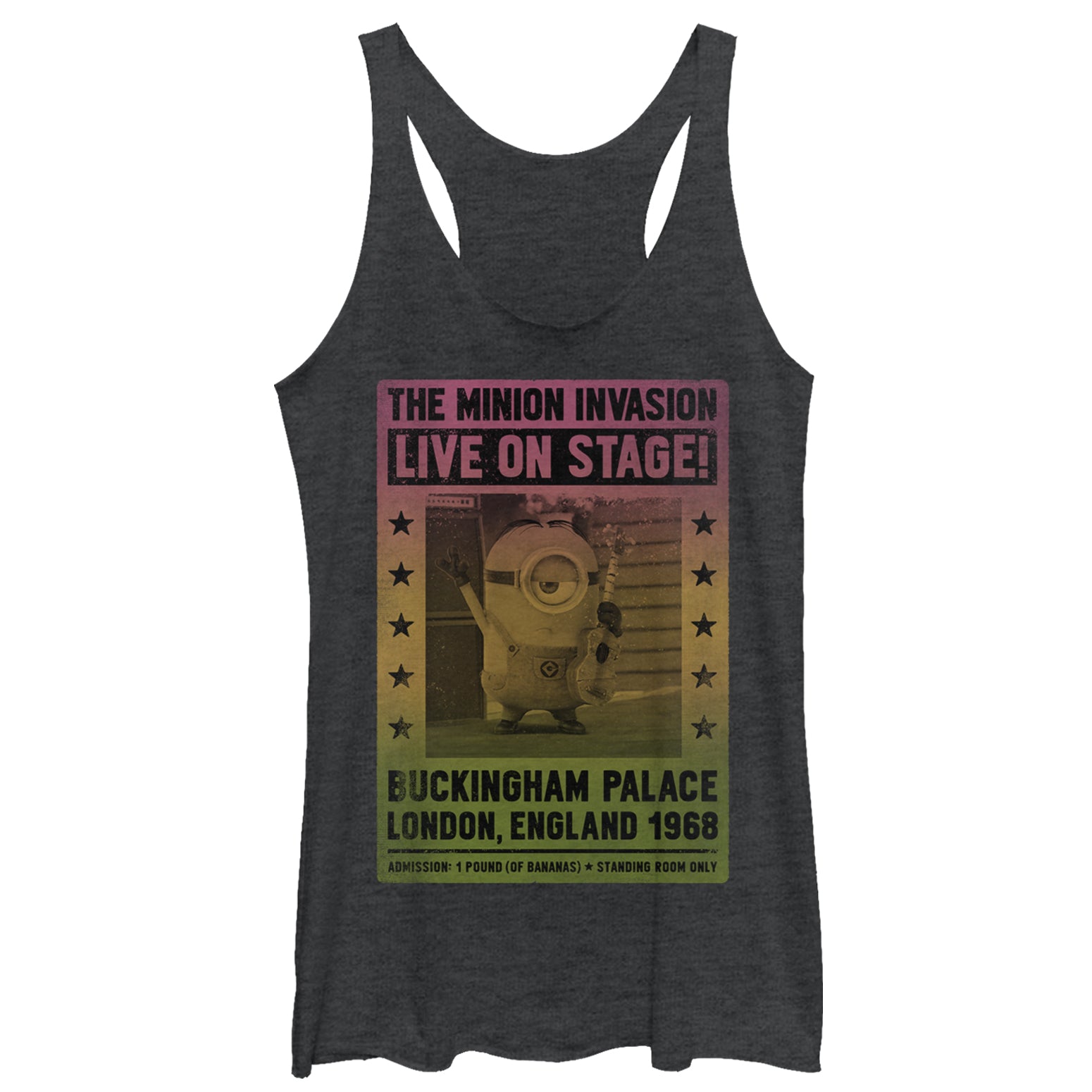 Women's Despicable Me Minion Live on Stage Poster Racerback Tank Top Women's Despicable Me Minion Live on Stage Poster Racerback Tank Top