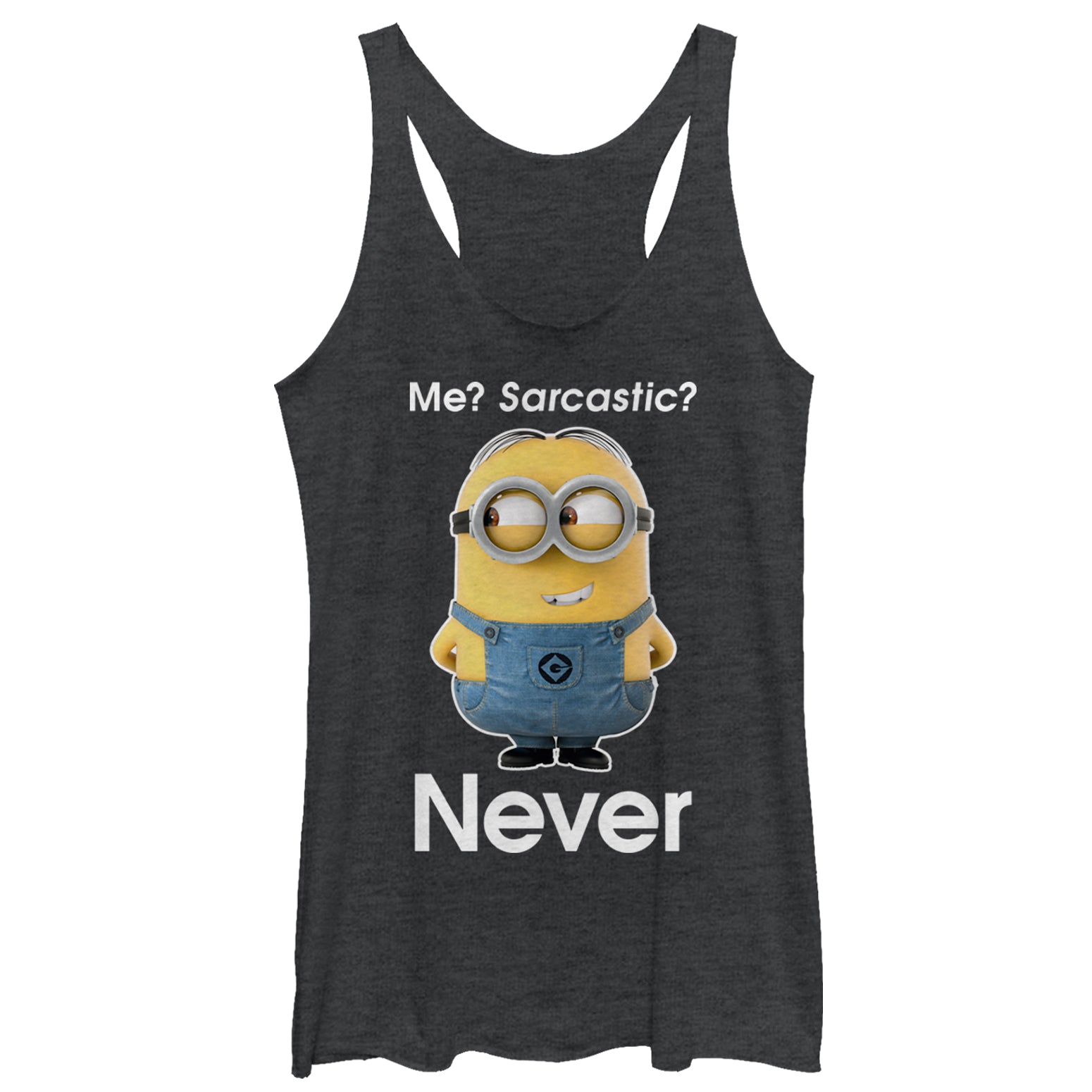 Women's Despicable Me Minion Never Sarcastic Racerback Tank Top Women's Despicable Me Minion Never Sarcastic Racerback Tank Top