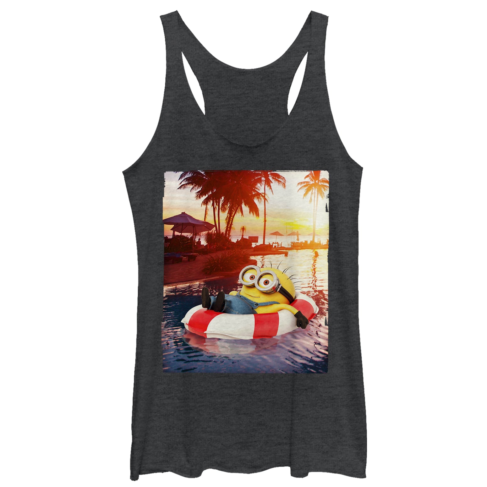 Women's Despicable Me Minion Tropical Vacation Racerback Tank Top Women's Despicable Me Minion Tropical Vacation Racerback Tank Top