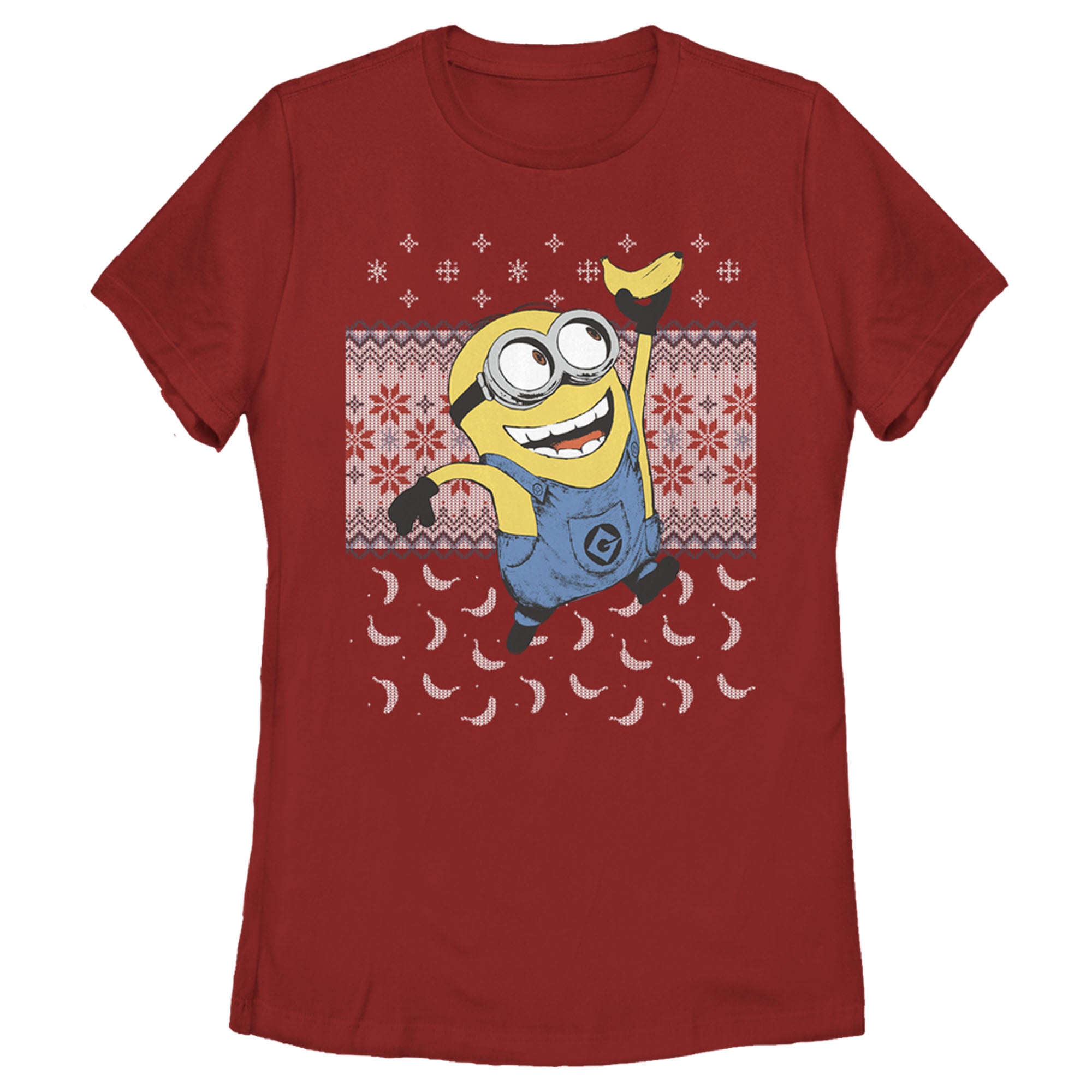 Women's Despicable Me Ugly Christmas Minons Banana T-Shirt Women's Despicable Me Ugly Christmas Minons Banana T-Shirt