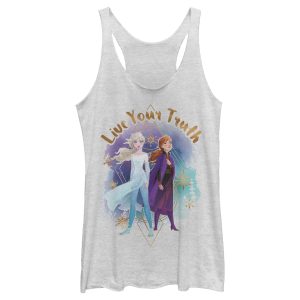 Women’s Frozen 2 Elsa Anna Live Your Truth Geometric Portrait Racerback Tank Top