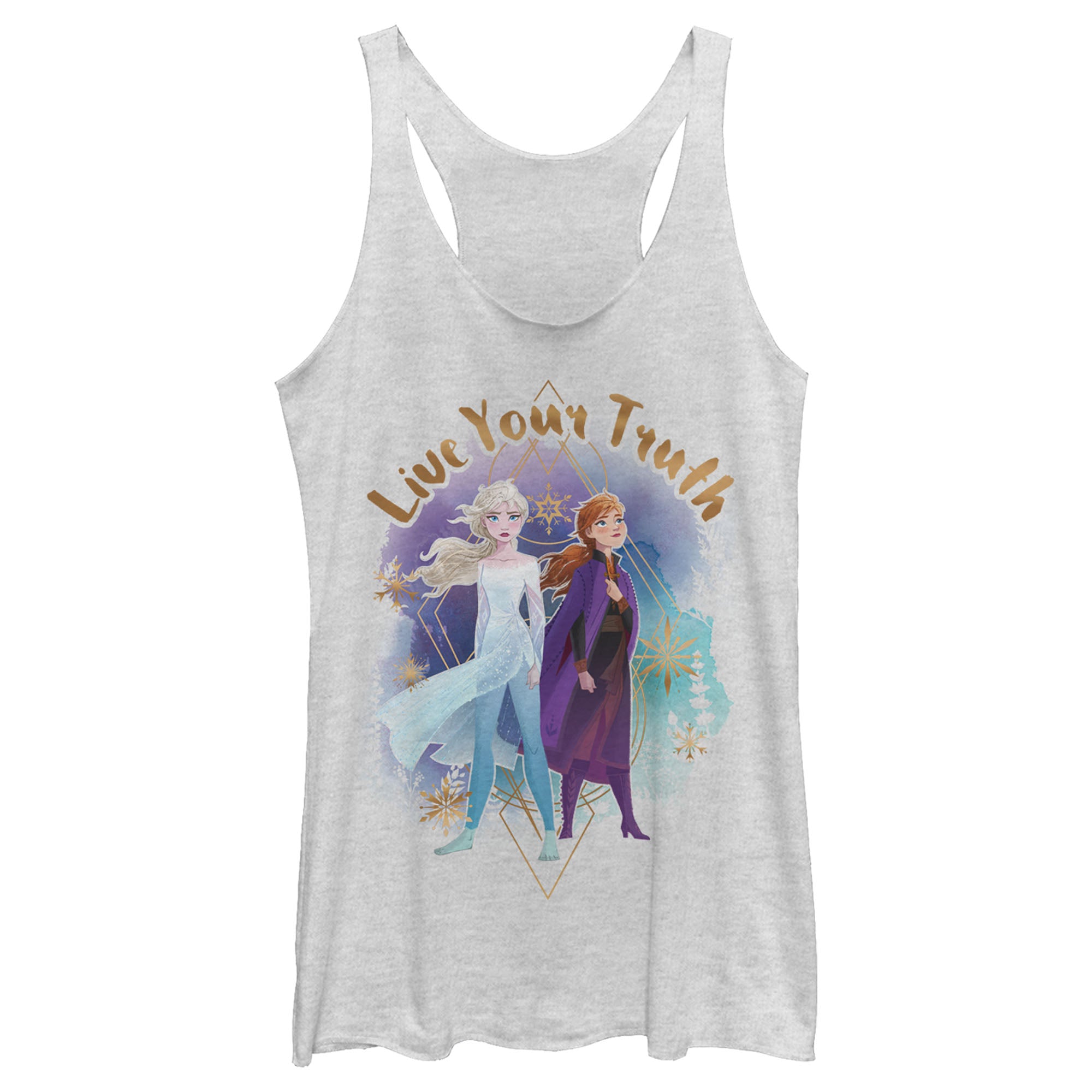 Women's Frozen 2 Elsa Anna Live Your Truth Geometric Portrait Racerback Tank Top Women's Frozen 2 Elsa Anna Live Your Truth Geometric Portrait Racerback Tank Top