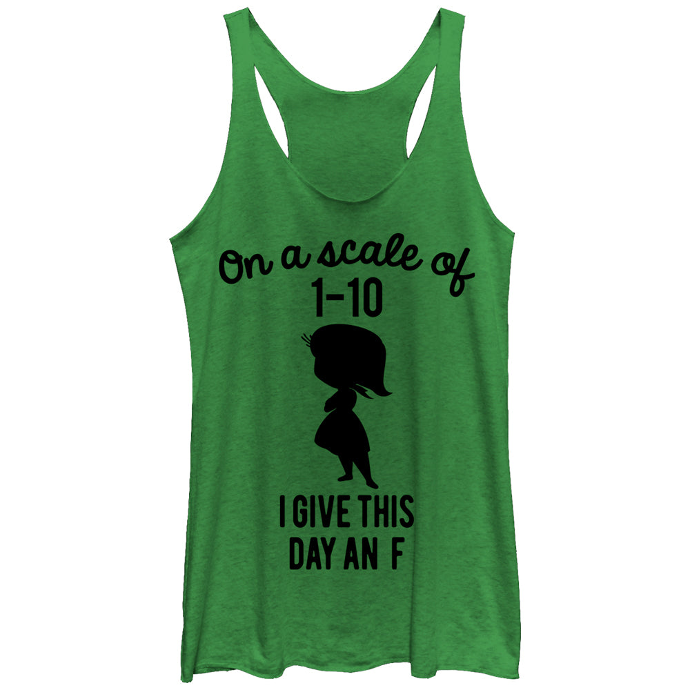 Women's Inside Out Disgust I Give This Day an F Racerback Tank Top Women's Inside Out Disgust I Give This Day an F Racerback Tank Top
