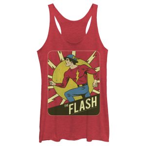 Women’s Justice League Flash Vintage Frame Racerback Tank Top