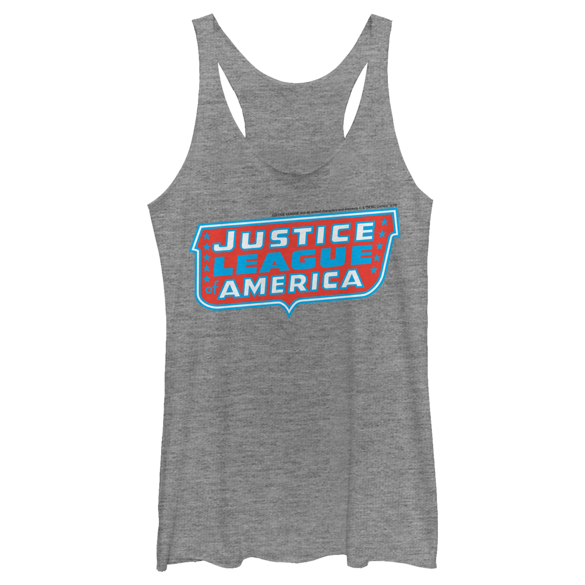 Women's Justice League Patriotic Frame Logo Racerback Tank Top Women's Justice League Patriotic Frame Logo Racerback Tank Top