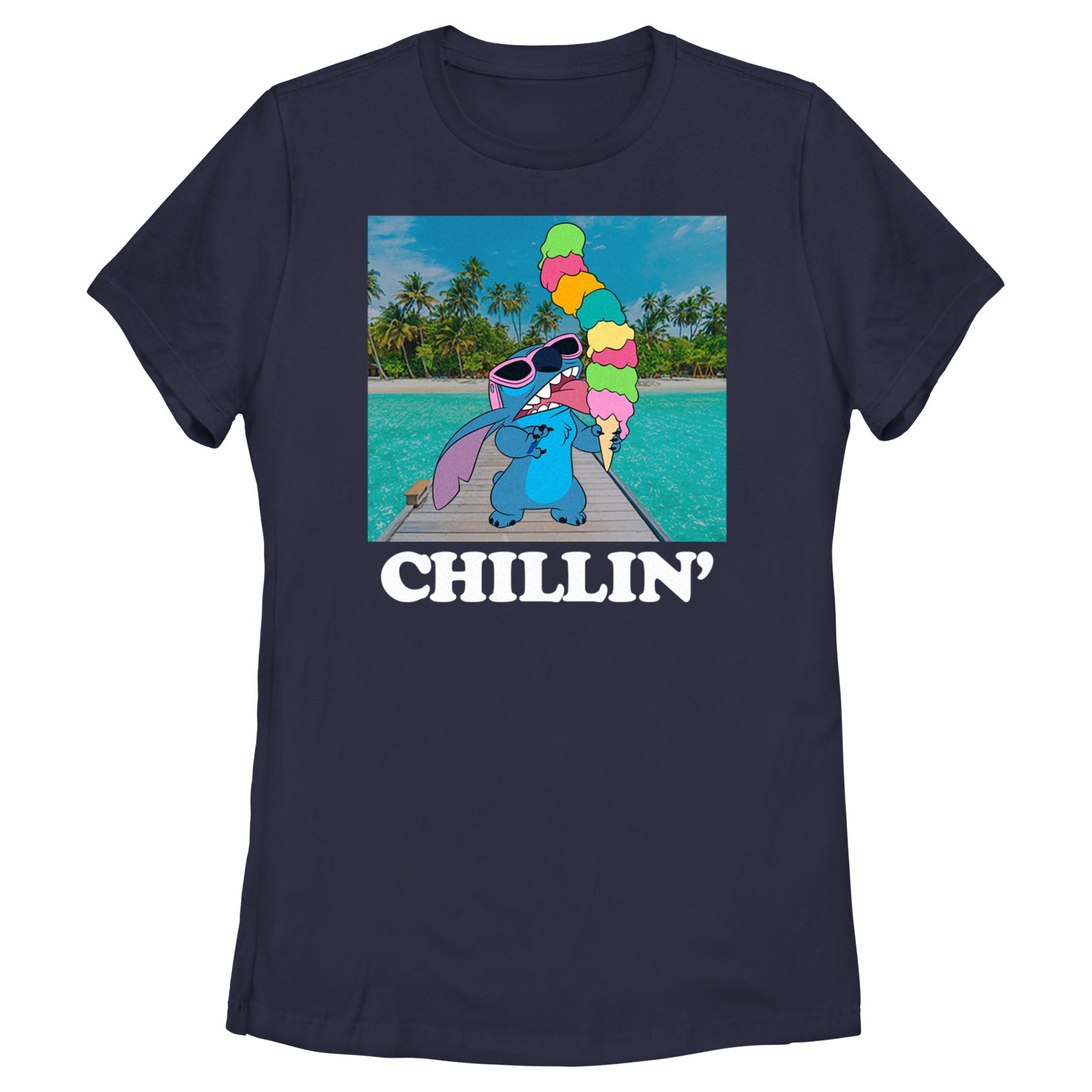 Women's Lilo & Stitch Ice Cream Lover Chillin' T-Shirt Women's Lilo & Stitch Ice Cream Lover Chillin' T-Shirt