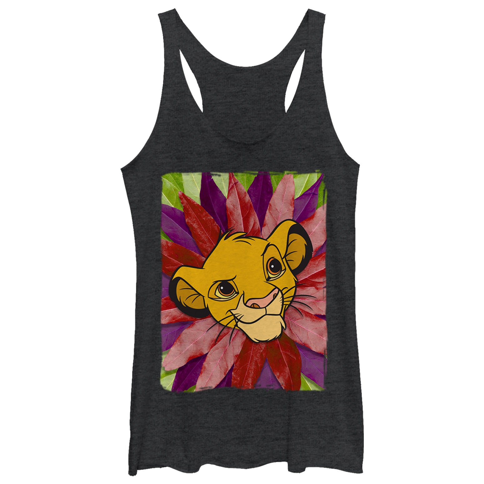 Women's Lion King Simba Leaf Mane Racerback Tank Top Women's Lion King Simba Leaf Mane Racerback Tank Top
