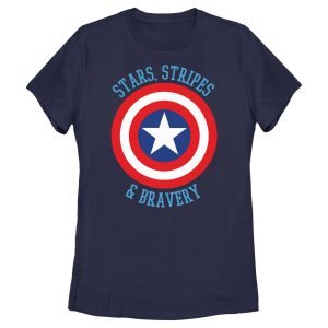 Women’s Marvel Avengers Captain America Stars Stripes & Bravery T-Shirt