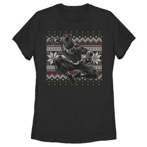 Women’s Marvel Black Panther Knit Pattern Print T-Shirt