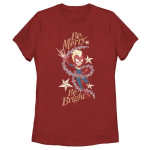 Women’s Marvel Christmas Captain Marvel Merry & Bright T-Shirt