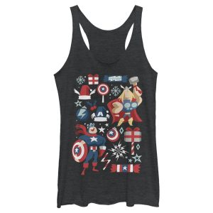 Women’s Marvel Christmas Festive Hero Icons Racerback Tank Top
