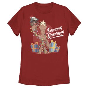 Women’s Marvel Christmas Groot & Rocket Season Grooting T-Shirt