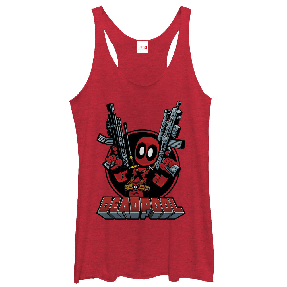 Women's Marvel Deadpool Cartoon Guns Racerback Tank Top Women's Marvel Deadpool Cartoon Guns Racerback Tank Top