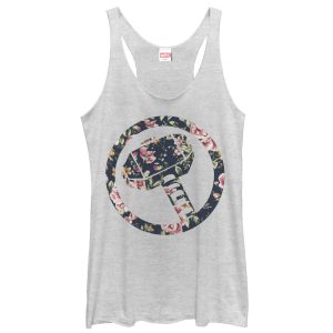 Women’s Marvel Hammer Thor Floral Print Racerback Tank Top