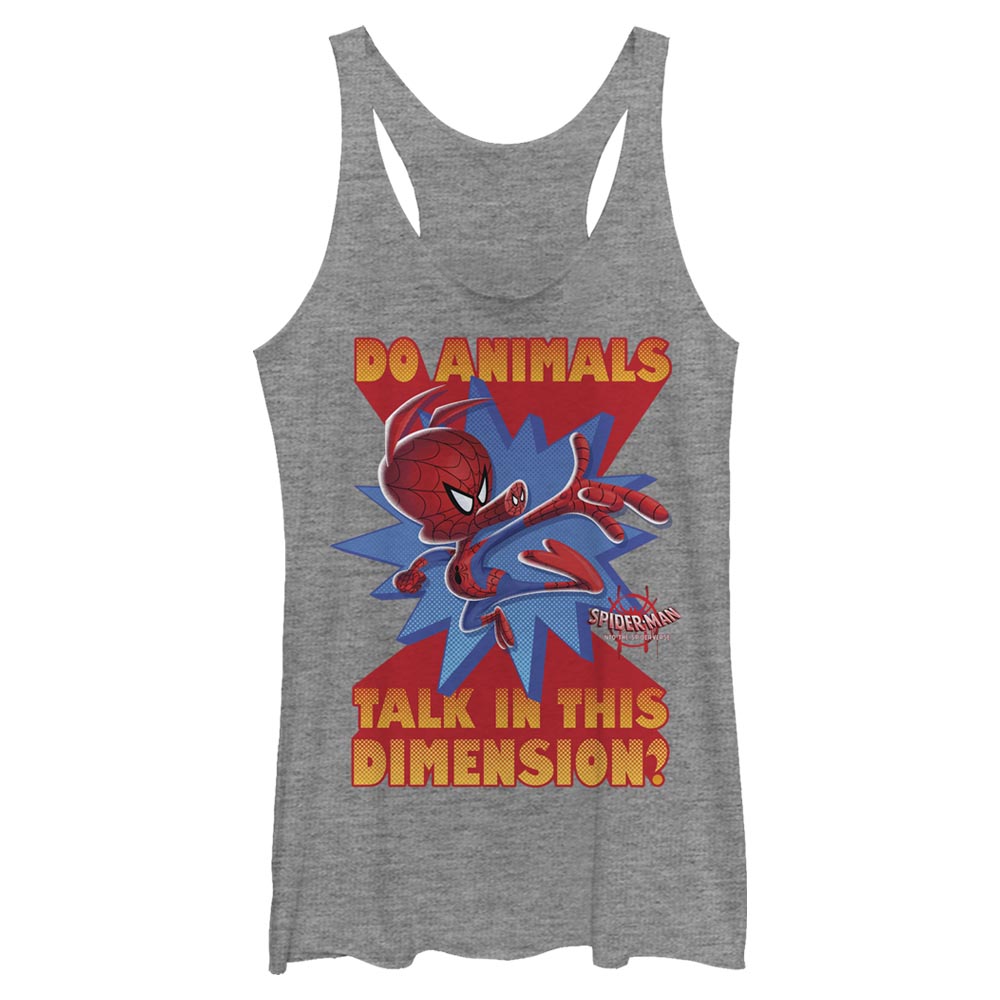 Women's Marvel Spider-Man Into the Spider-Verse Spider-Ham Do Animals Talk Racerback Tank Top Women's Marvel Spider-Man Into the Spider-Verse Spider-Ham Do Animals Talk Racerback Tank Top