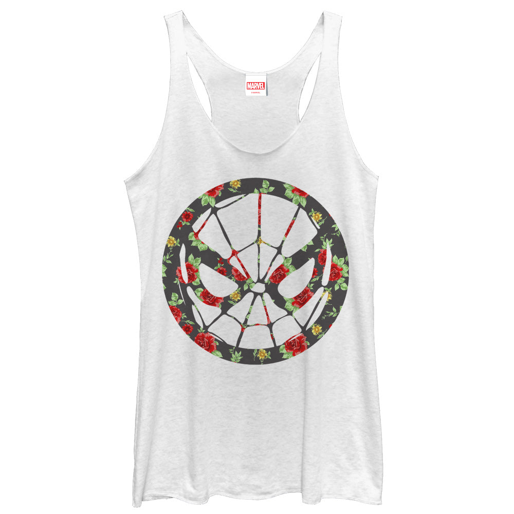 Women's Marvel Spider-Man Rose Print Racerback Tank Top Women's Marvel Spider-Man Rose Print Racerback Tank Top