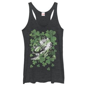 Women’s Marvel St. Patrick’s Day Hulk Clover Field Racerback Tank Top