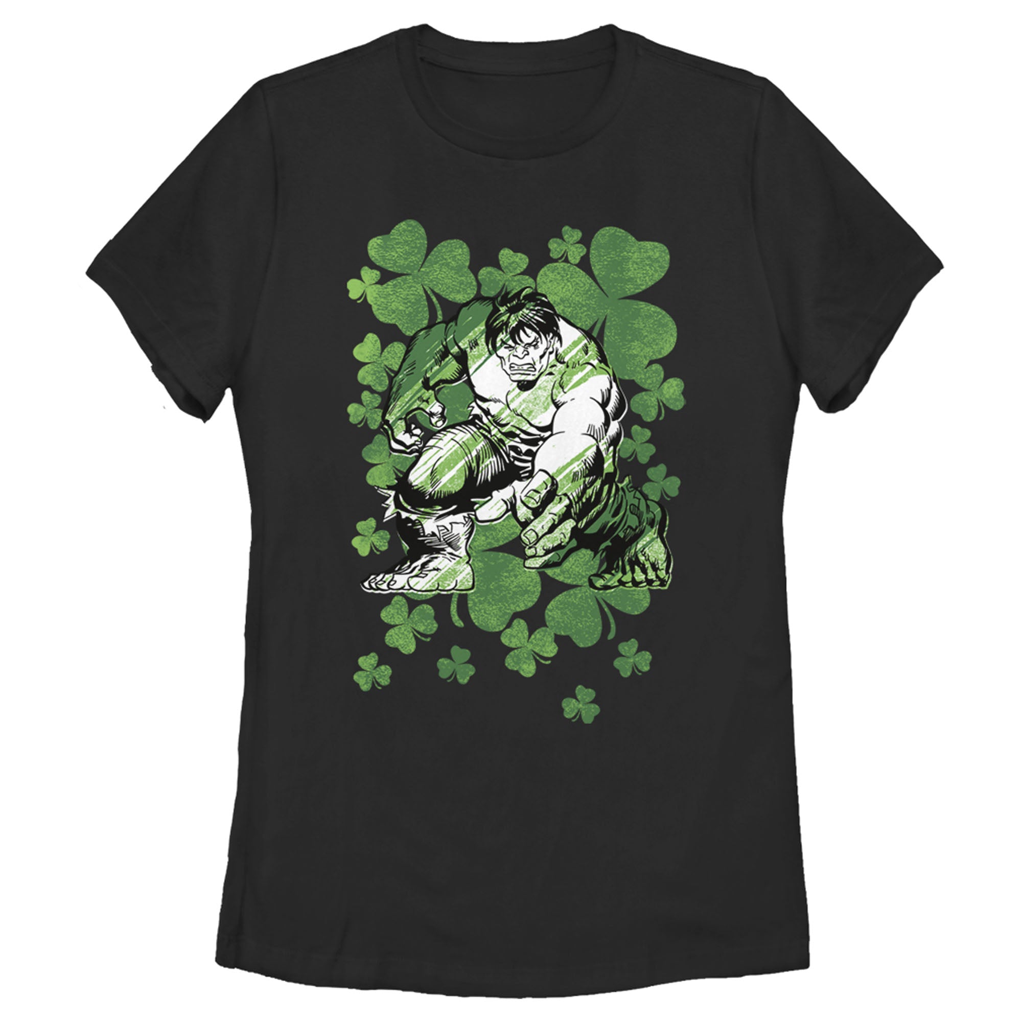 Women's Marvel St. Patrick's Day Hulk Clover Field T-Shirt Women's Marvel St. Patrick's Day Hulk Clover Field T-Shirt