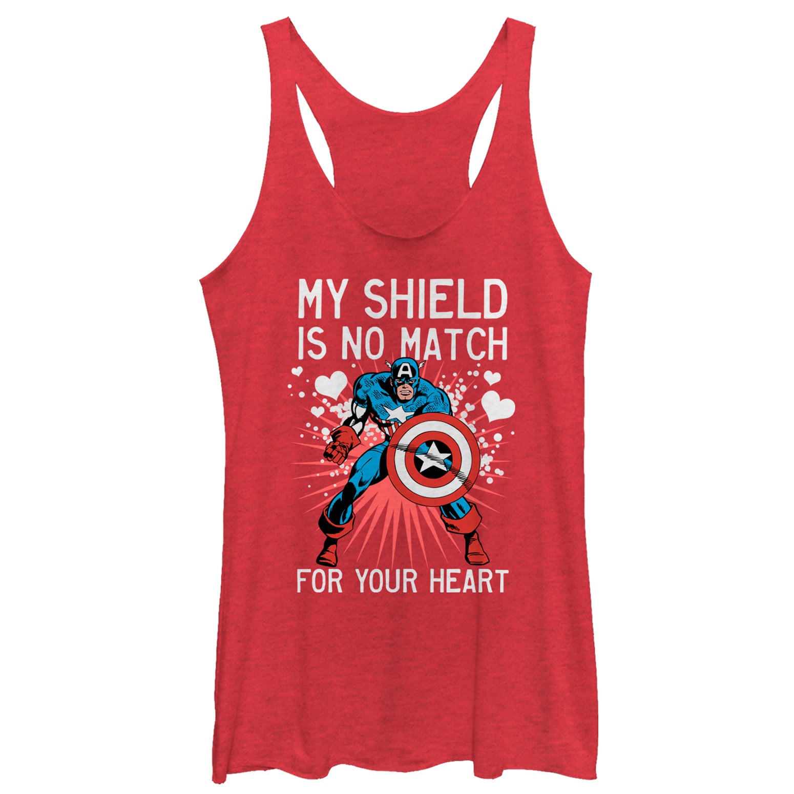 Women's Marvel Valentine Captain America No Shield For Heart Racerback Tank Top Women's Marvel Valentine Captain America No Shield For Heart Racerback Tank Top
