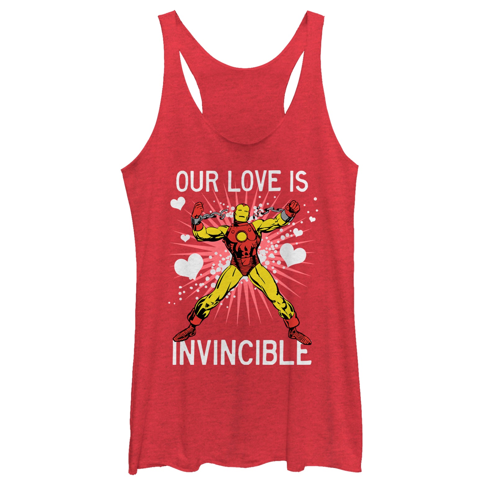 Women's Marvel Valentine Iron Man Invincible Love Racerback Tank Top Women's Marvel Valentine Iron Man Invincible Love Racerback Tank Top