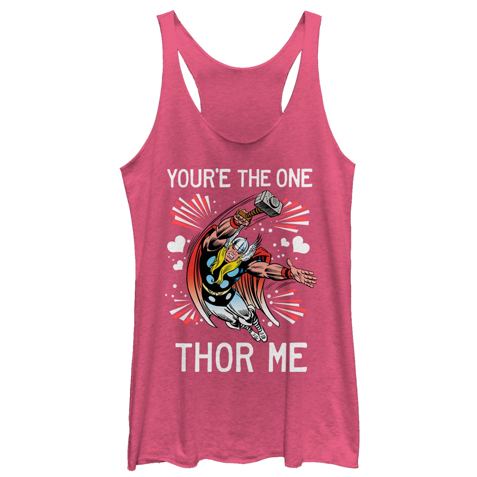Women's Marvel Valentine You're the One Thor Me Racerback Tank Top Women's Marvel Valentine You're the One Thor Me Racerback Tank Top