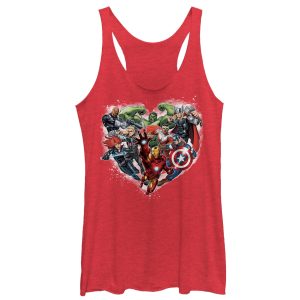 Women’s Marvel Valentine’s Day Avenger Heart Collage Racerback Tank Top