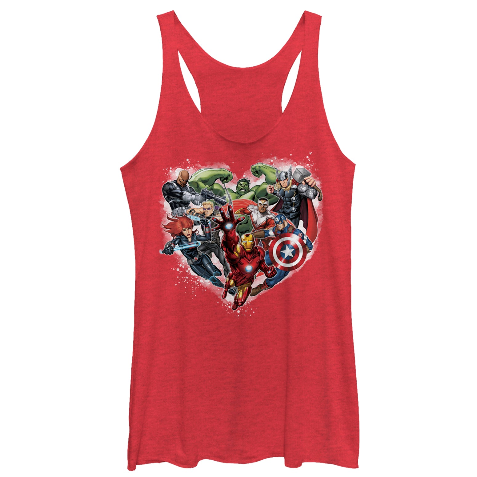 Women's Marvel Valentine's Day Avenger Heart Collage Racerback Tank Top Women's Marvel Valentine's Day Avenger Heart Collage Racerback Tank Top
