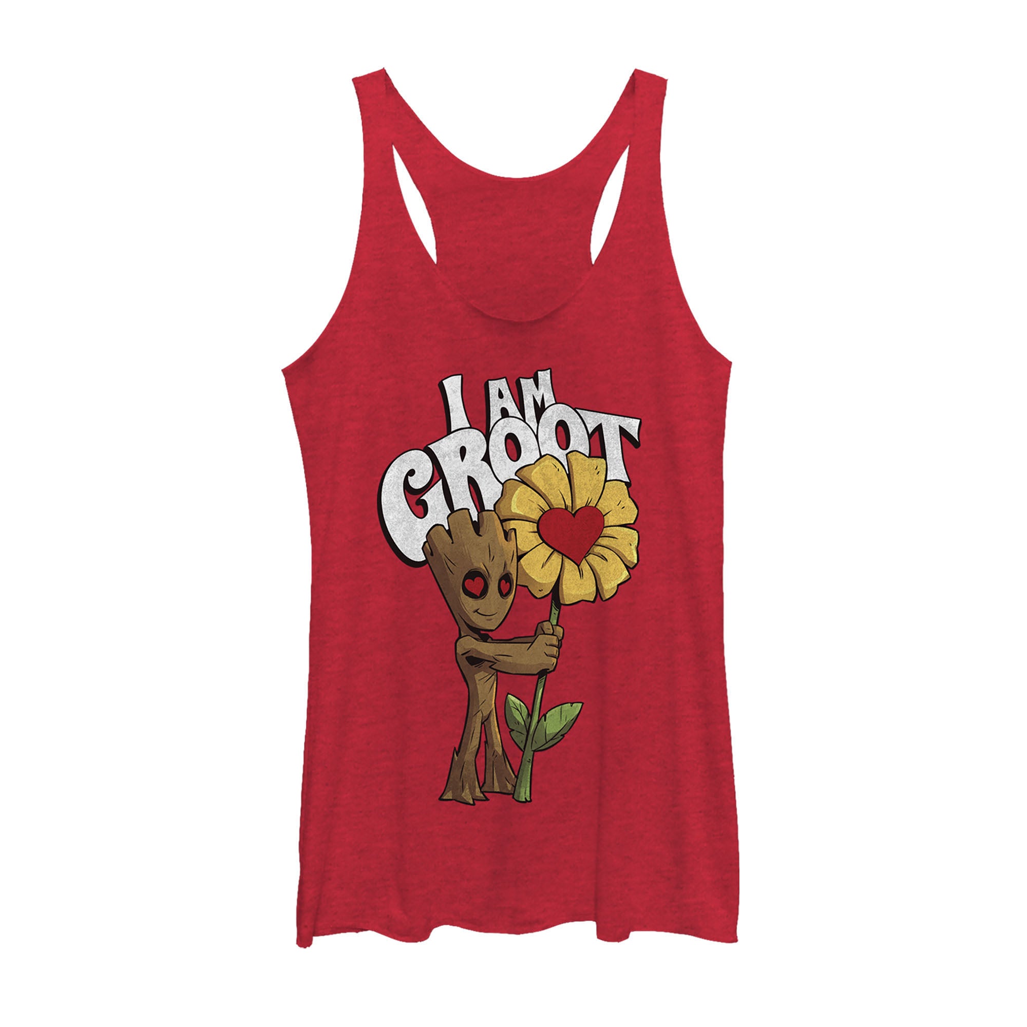 Women's Marvel Valentine's Day Groot Flower Racerback Tank Top Women's Marvel Valentine's Day Groot Flower Racerback Tank Top