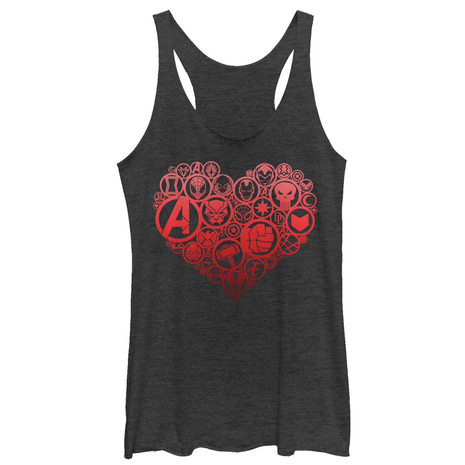 Women's Marvel Valentine's Day Hero Icon Heart Racerback Tank Top Women's Marvel Valentine's Day Hero Icon Heart Racerback Tank Top
