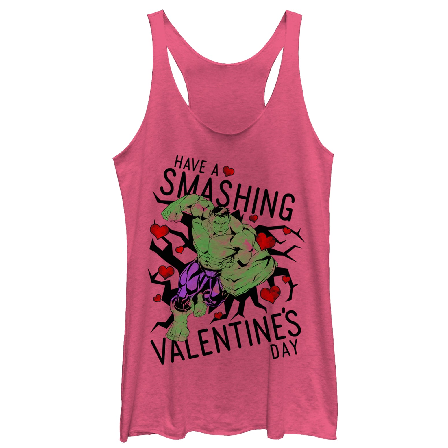Women's Marvel Valentine's Day Hulk Smashing Racerback Tank Top Women's Marvel Valentine's Day Hulk Smashing Racerback Tank Top