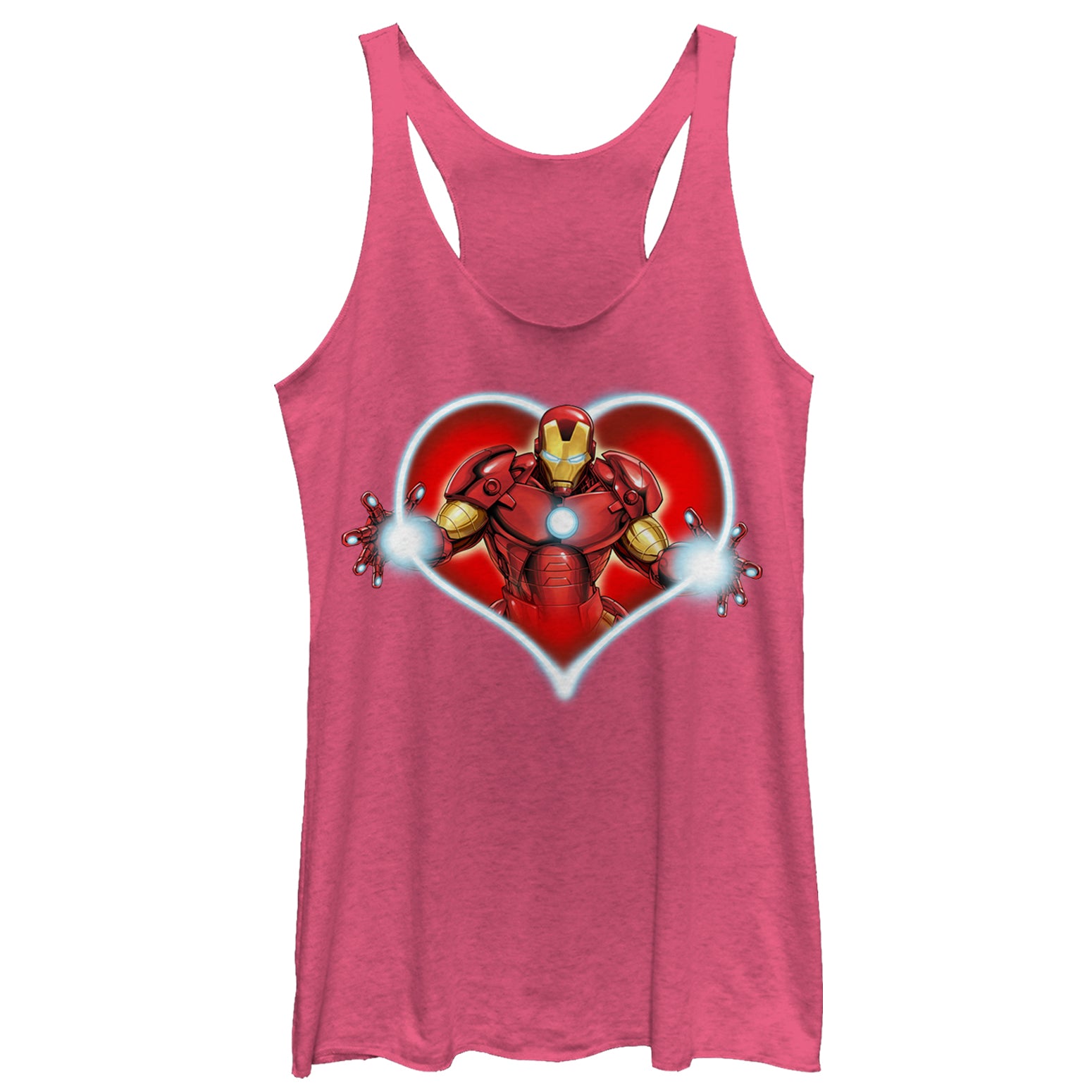 Women's Marvel Valentine's Day Iron Man Heart Frame Racerback Tank Top Women's Marvel Valentine's Day Iron Man Heart Frame Racerback Tank Top