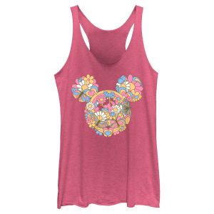 Women’s Mickey & Friends Flowers and Butterflies Ears Racerback Tank Top