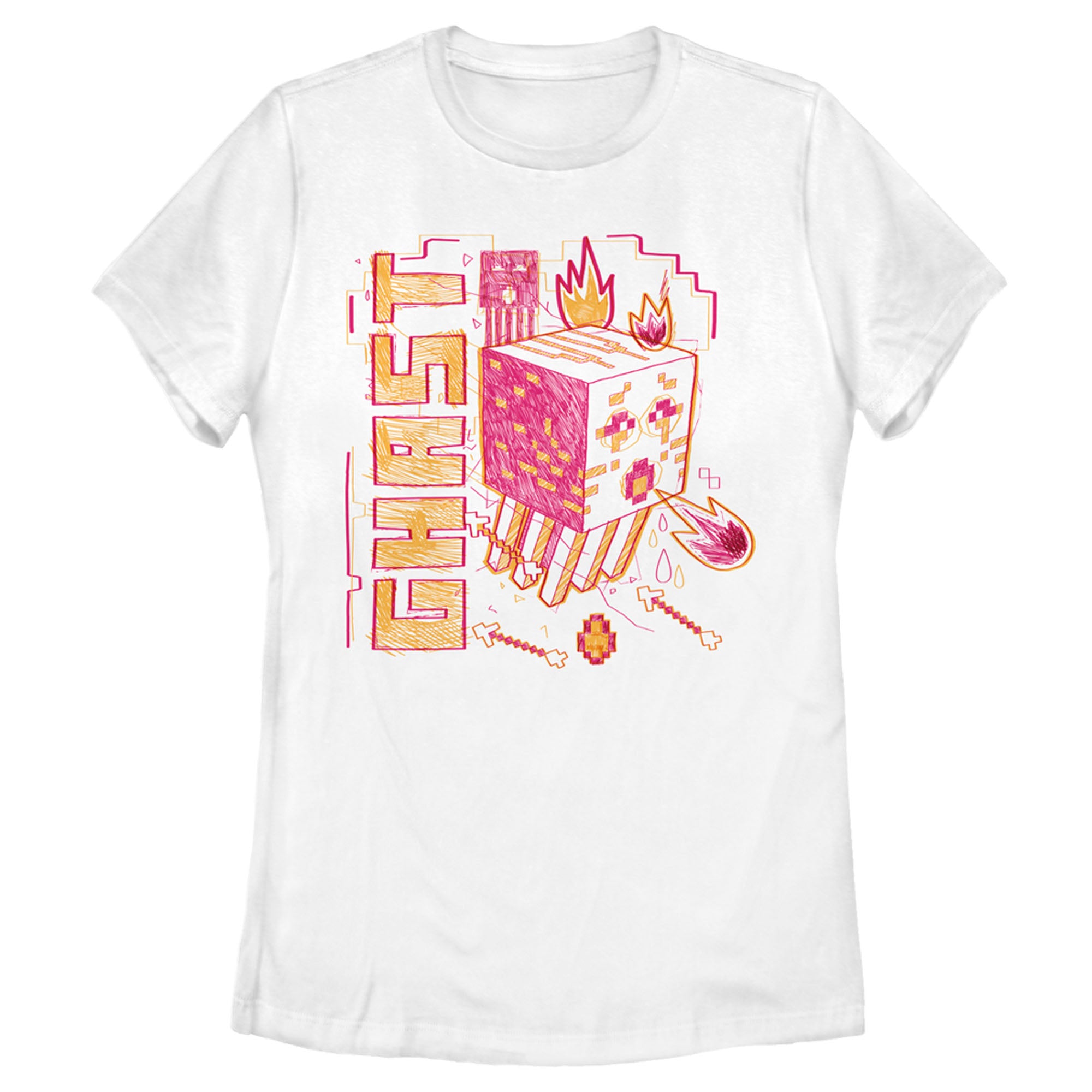 Women's Minecraft Ghast Sketch T-Shirt Women's Minecraft Ghast Sketch T-Shirt