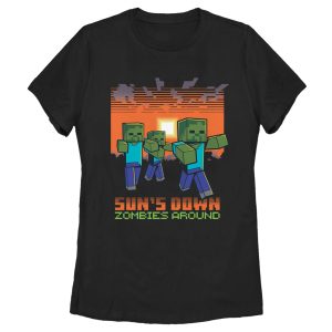Women’s Minecraft Sun’s Down Zombies Around T-Shirt