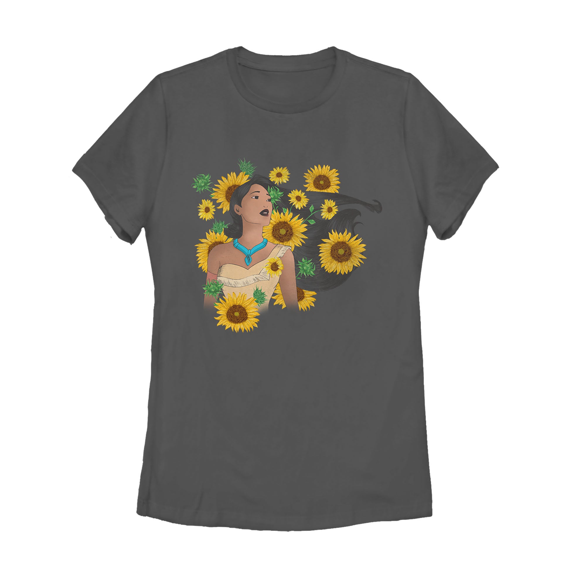 Women's Pocahontas Basking In A Forest Of Sunflowers T-Shirt Women's Pocahontas Basking In A Forest Of Sunflowers T-Shirt