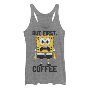 Women’s SpongeBob SquarePants But First Coffee Racerback Tank Top